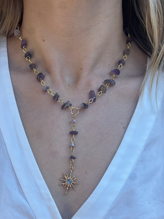 Silver Amethyst Y-Necklace