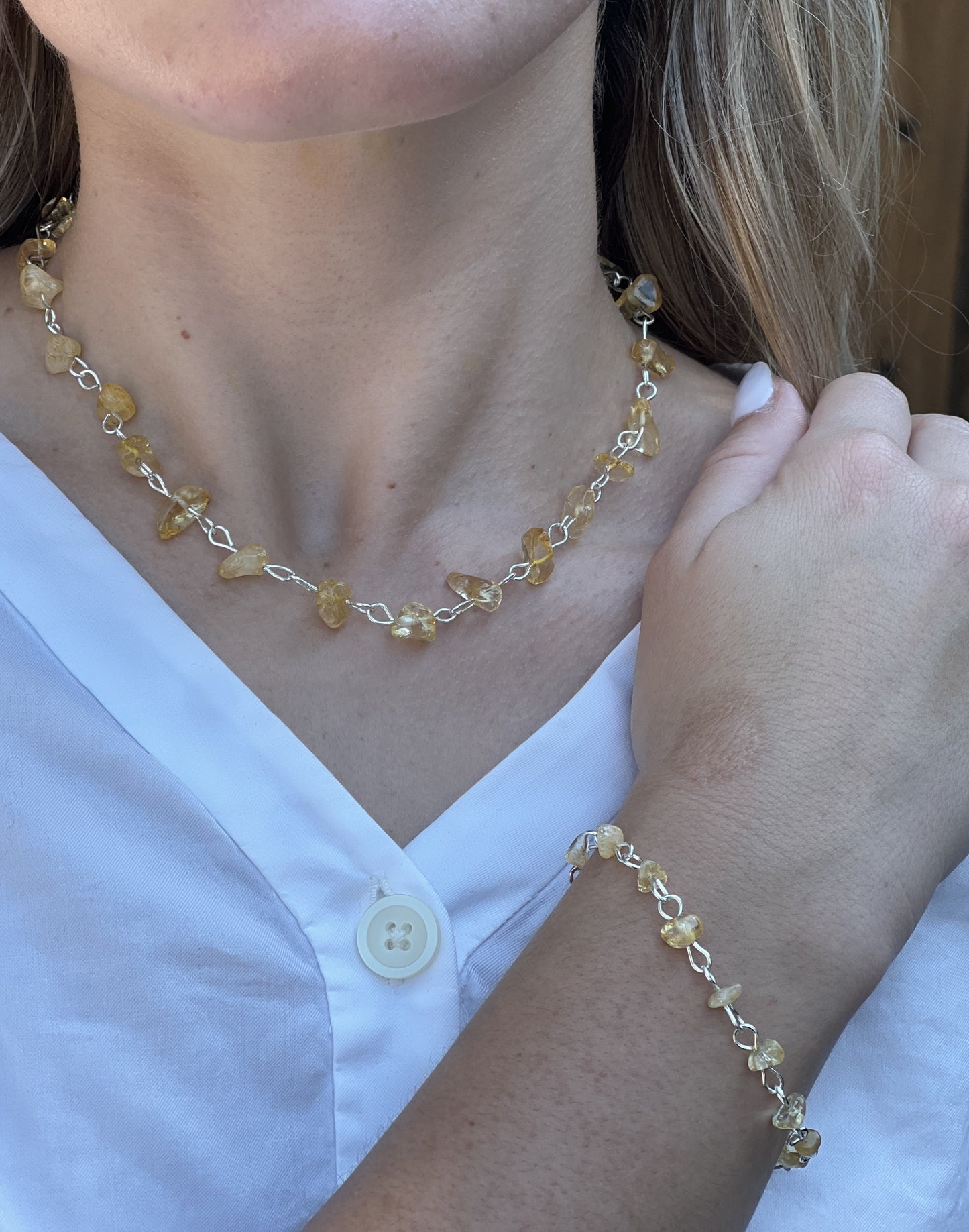 Silver Citrine Choker