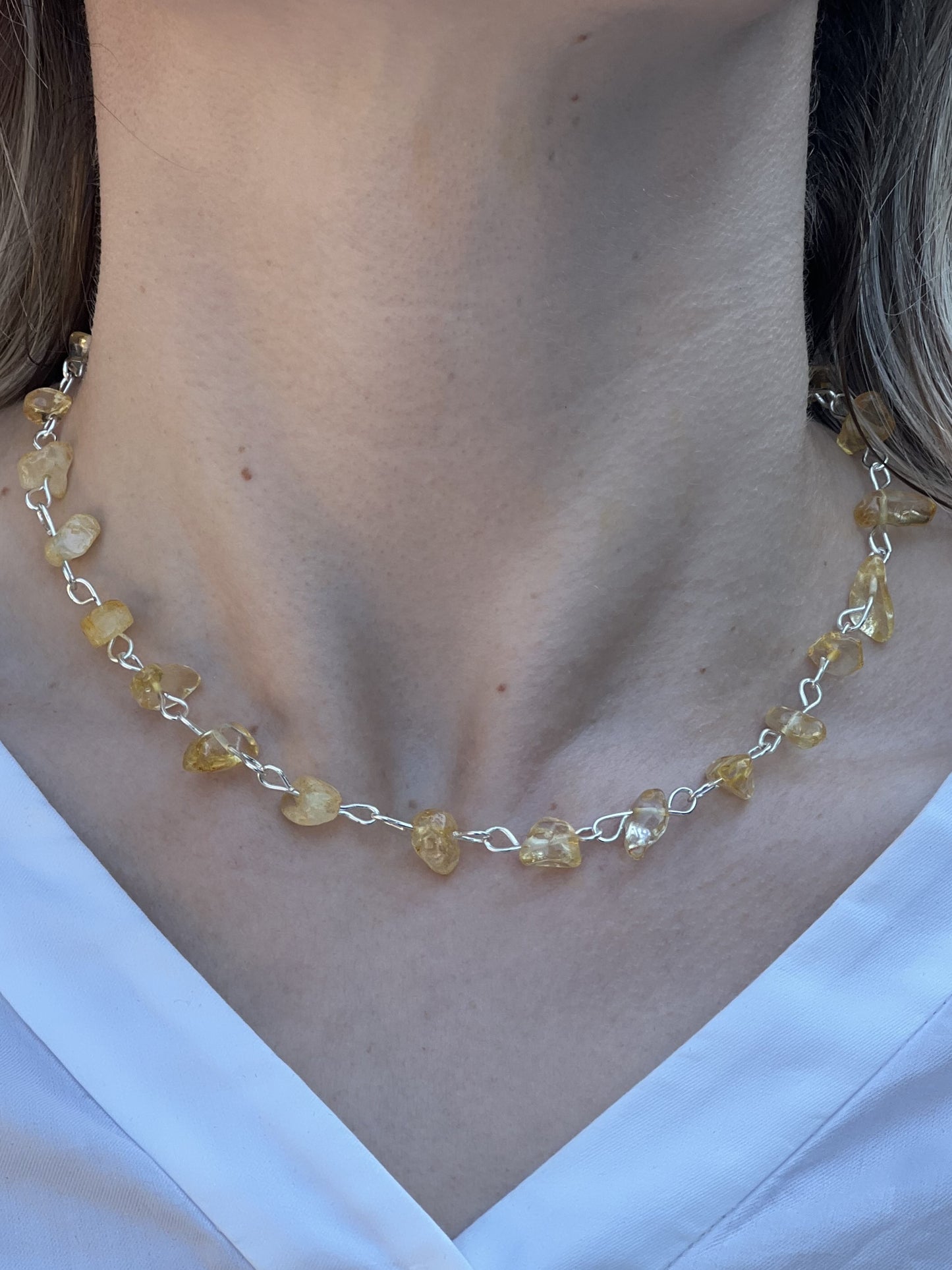 Silver Citrine Choker