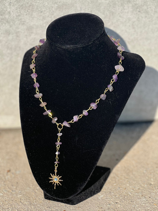 Gold Amethyst Y-Necklace
