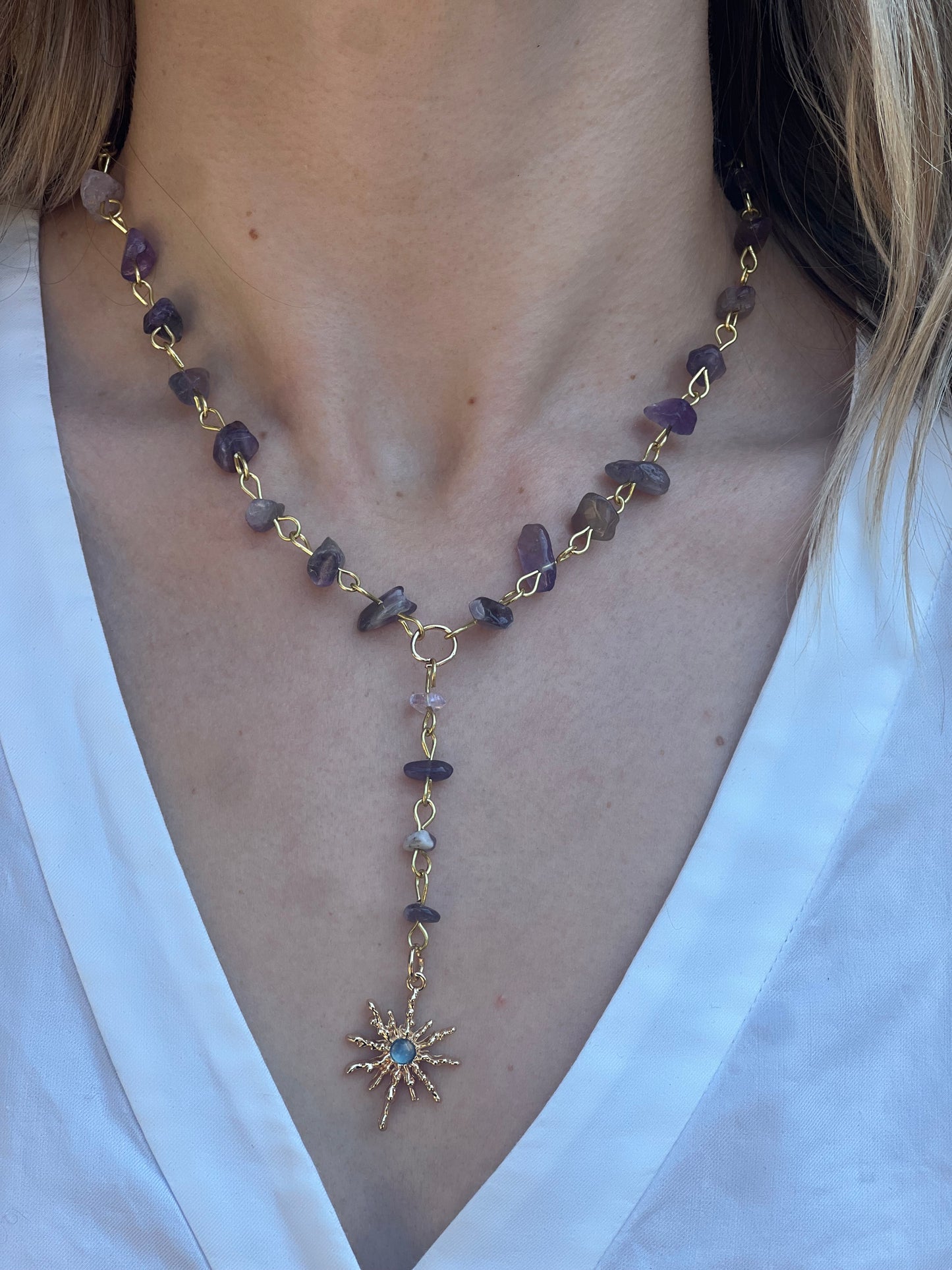 Silver Amethyst Y-Necklace