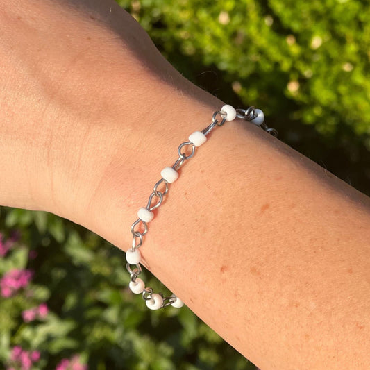 Stackable White & Silver Bracelet